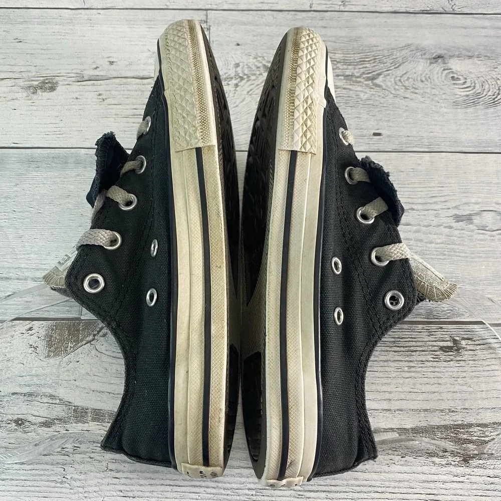 Converse Sneakers Youth 2 Black Canvas Double Tongue Tennis Shoe All Star Chuck